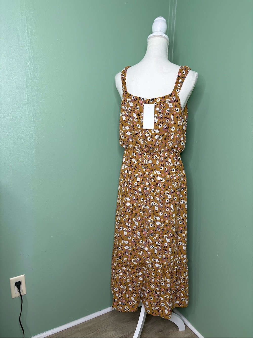 Sienna Sky Mustard Floral Maxi Dress with Tie Waist - Picture 3 of 8